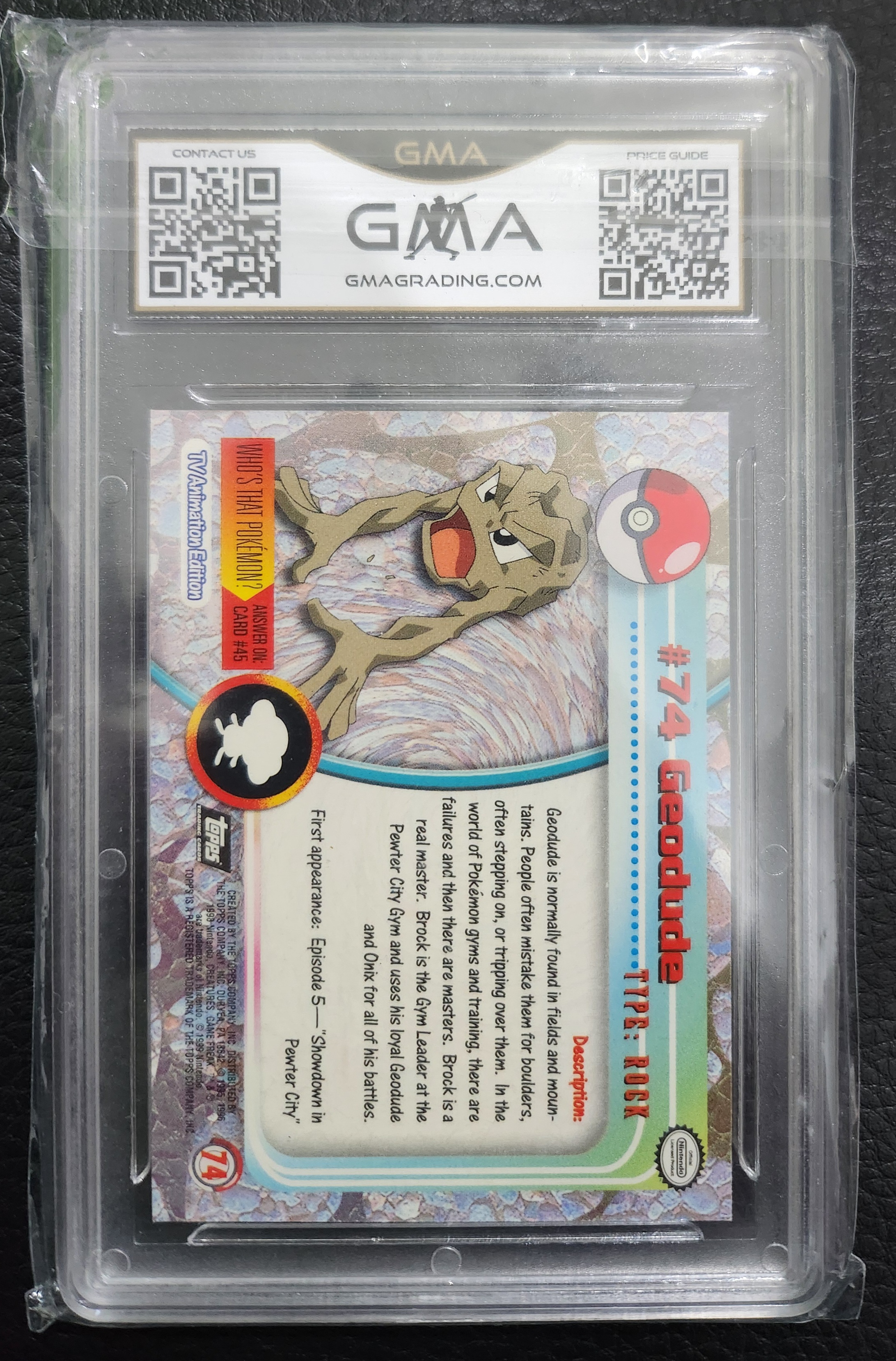 Geodude 1999 Topps #74 GMA Grade 9